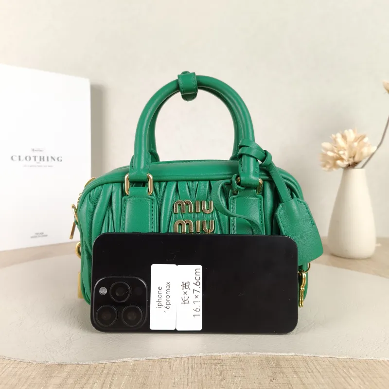 Miumiu Top Handle Bag Arcadie MatelasséCollection Edition Green Lambskin Small 19 × 6 × 13 cm — cover view 4 of 5
