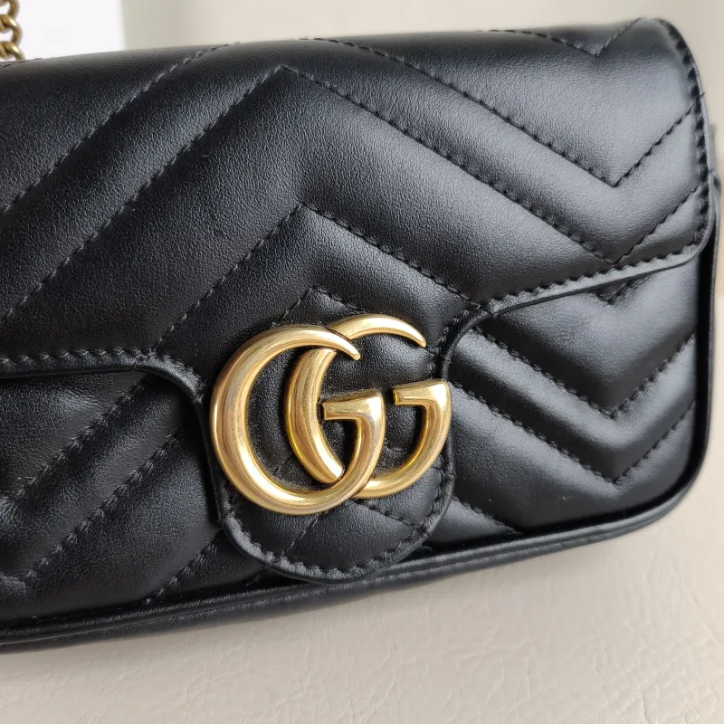 GUCCI Crossbody Bag GG Marmont Mini Marmont Mini Black Calfskin Mini 16.5 × 4.5 × 9.5 cm — detail view 8 of 11