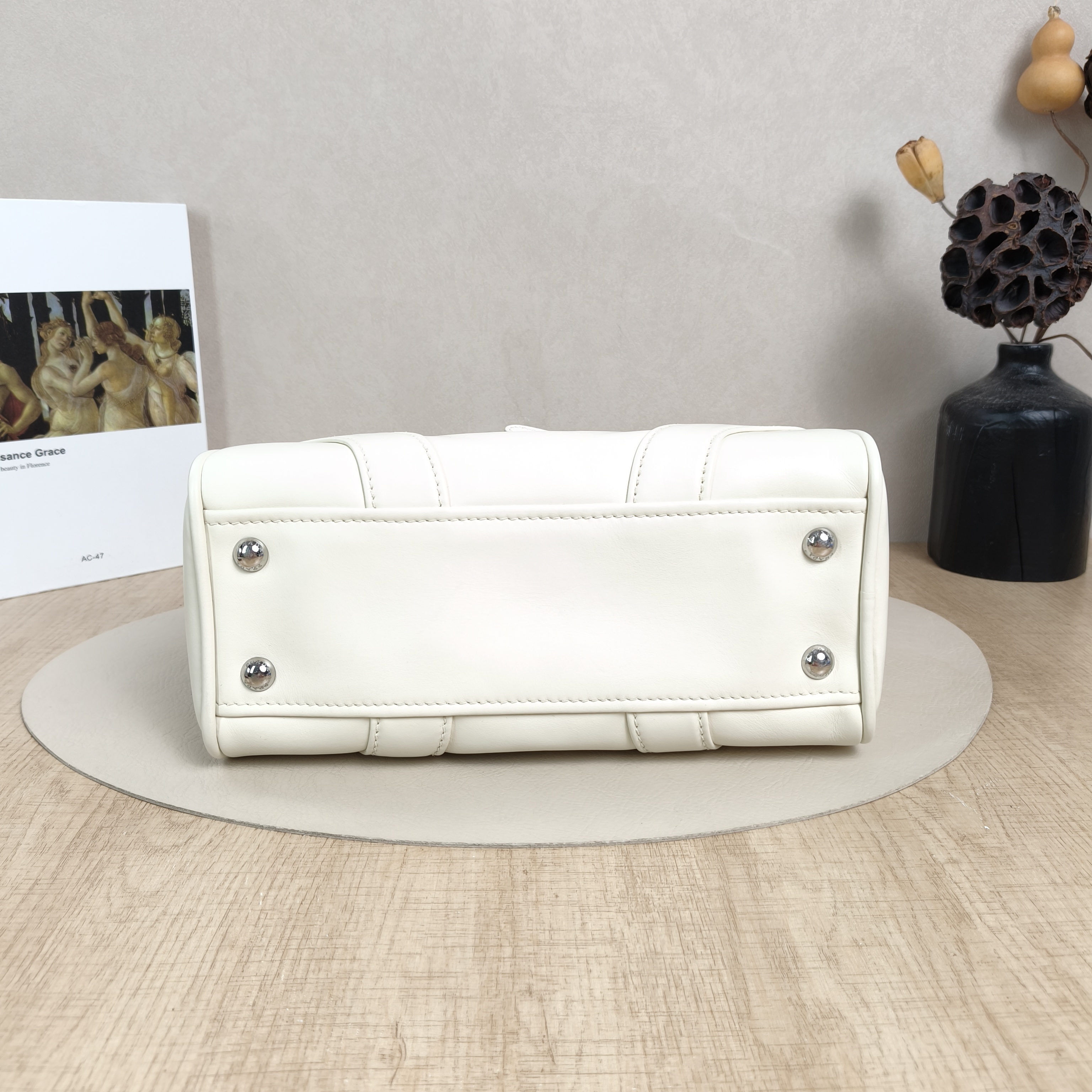 PRADA Top Handle Bag Bowling White Calfskin Small27 × 12.5 × 16.5 cm — cover view 2 of 5