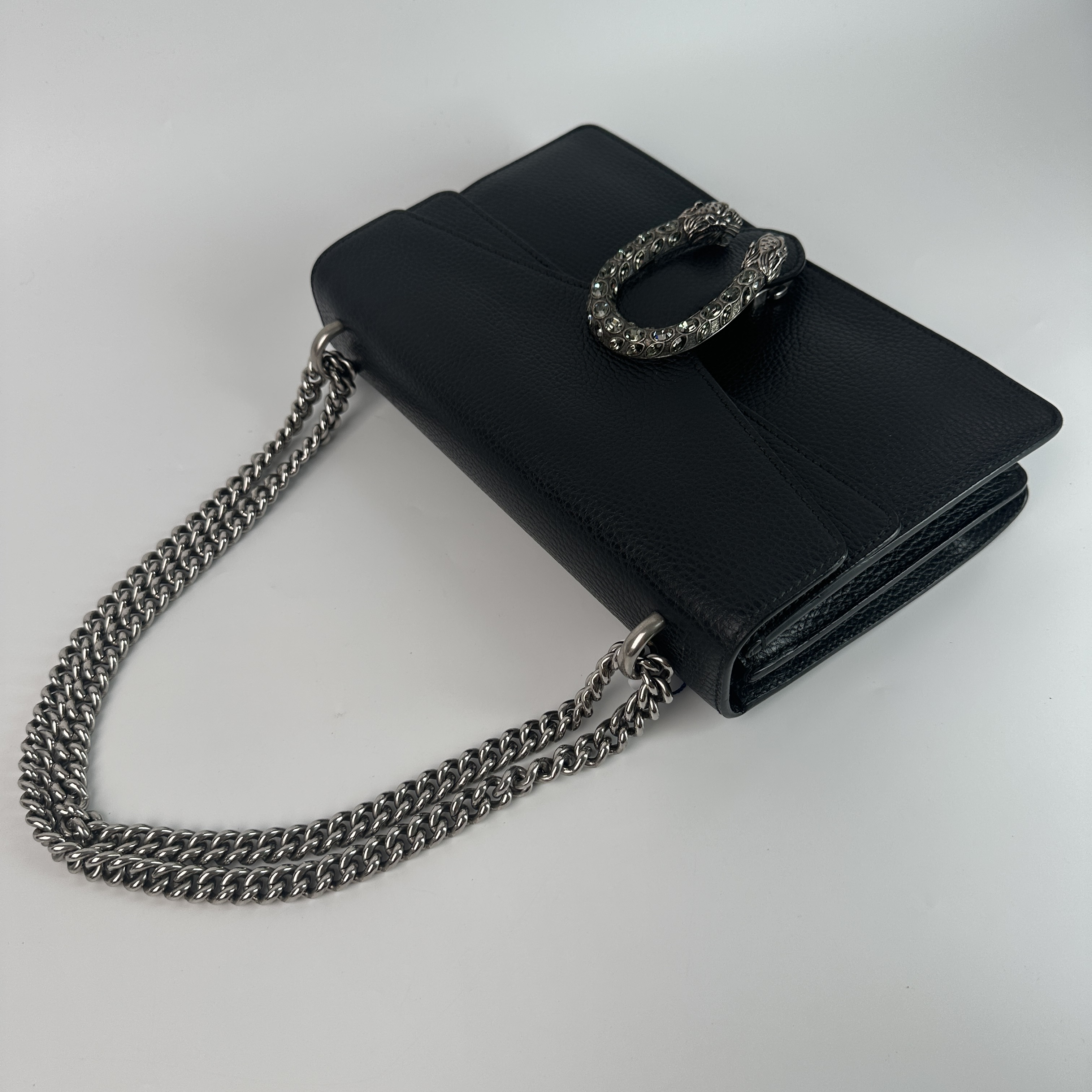 GUCCI Crossbody Bag Dionysus Black Calfskin Medium28 × 9 × 17 cm — cover view 4 of 9