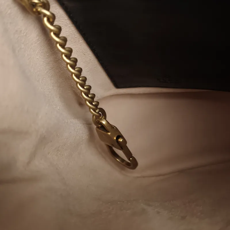 GUCCI Crossbody Bag GG Marmont Marmont Bucket Bag Black Brown Calfskin 14 × 10 × 17 cm — detail view 1 of 9