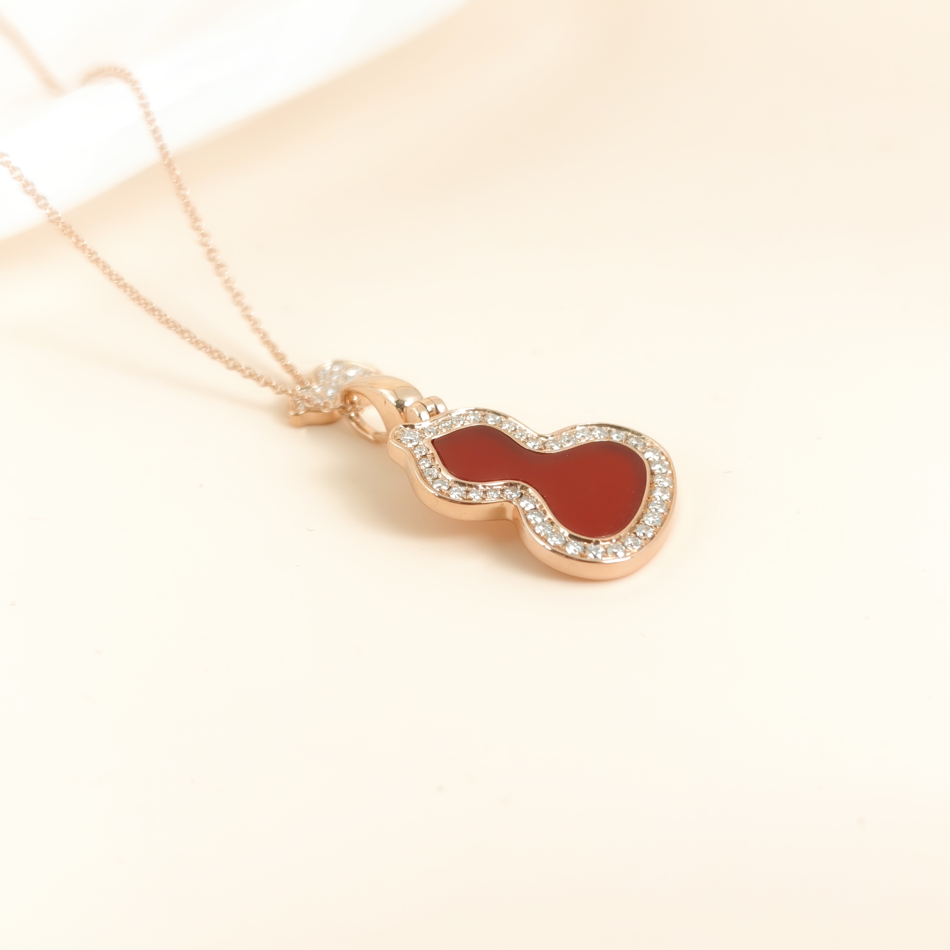 Qeelin Necklace Wulu Collection Necklace Red Agate Diamond18KR ose Gold Large41cm — cover view 3 of 10