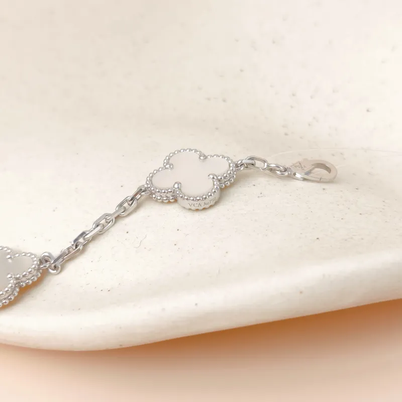 Van Cleef & Arpels Bracelet Alhambra Alhambra Collection Five-Motif Bracelet Pearl · White Mother-of-Pearl 18KW hite Gold Vintage Small 19cm — cover view 11 of 11