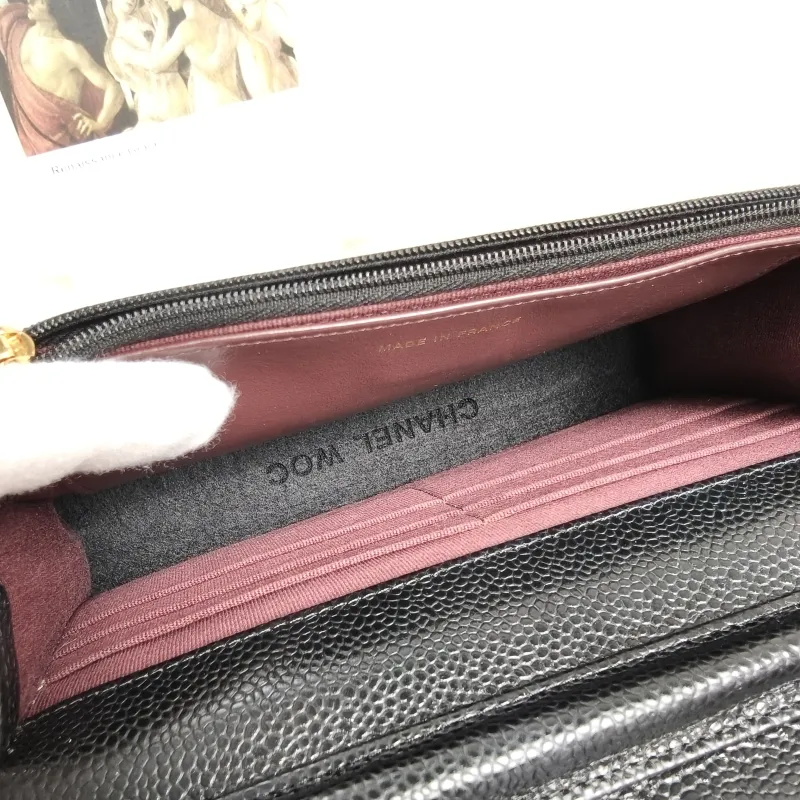 Chanel Crossbody Bag Classic Flap WOC CF WOCWOC Bag Black Grained Calfskin Mini 19.2 × 3.5 × 12.3 cm — detail view 5 of 14