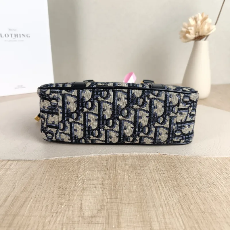 DIOR Crossbody Bag D-Vibe East-West Bowling Bag Blue Canvas Mini 20.5 × 7 × 12 cm — cover view 3 of 5