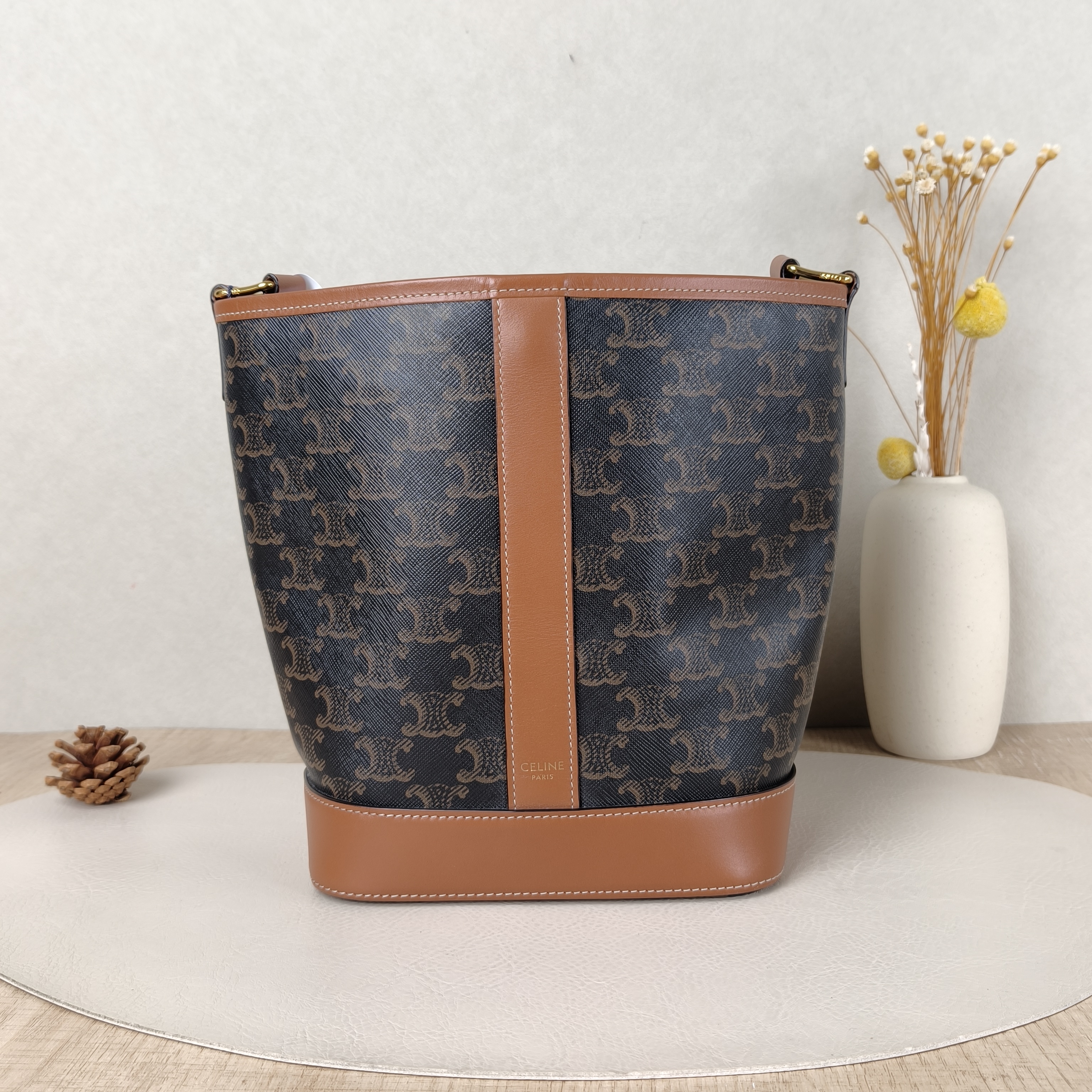 CELINE Crossbody Bag Triomphe Bucket Bag Monogram PVC18 × 12 × 22 cm