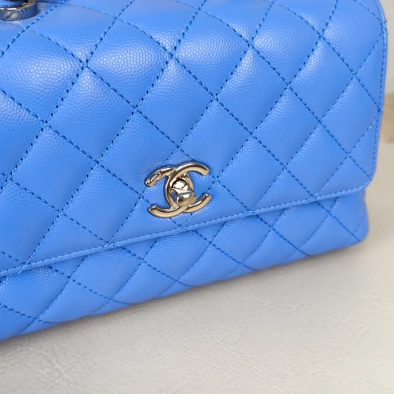 Chanel Top Handle Bag Coco Handle​Blue Grained Calfskin Small24 × 10 × 14 cm — detail view 9 of 13