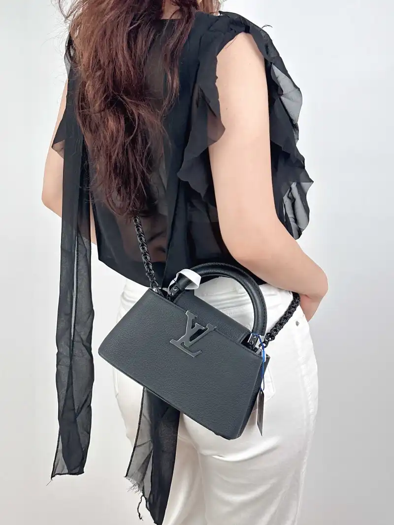 Louis Vuitton Crossbody Bag Capucines East West Black Calfskinmini22 × 8 × 12 cm — on-model view 1 of 2