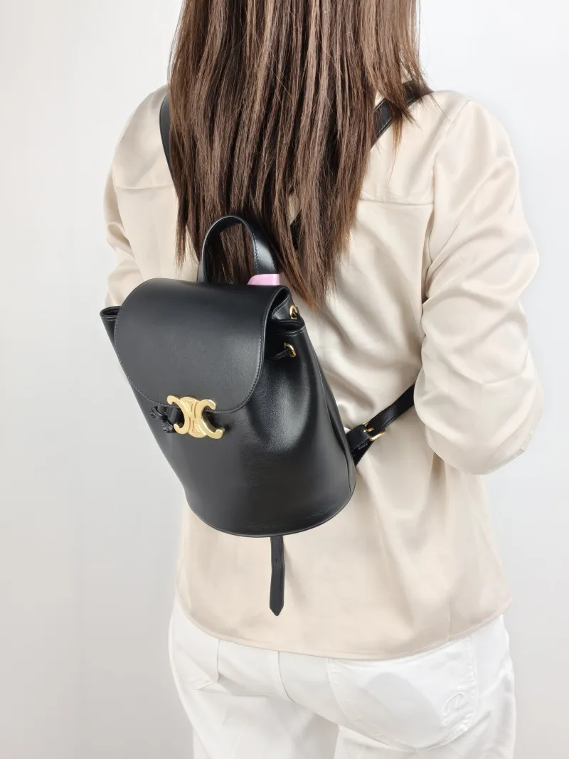 CELINE Backpack BONNIE Backpack Black Calfskin One Size 18 × 13 × 25 cm — on-model view 1 of 3