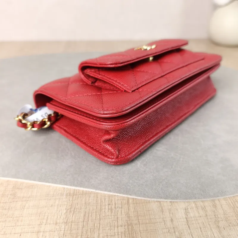 Chanel Crossbody Bag CF woc Crossbody Bag Red Grained Calfskin One Size 17 × 3 × 10 cm — detail view 3 of 11