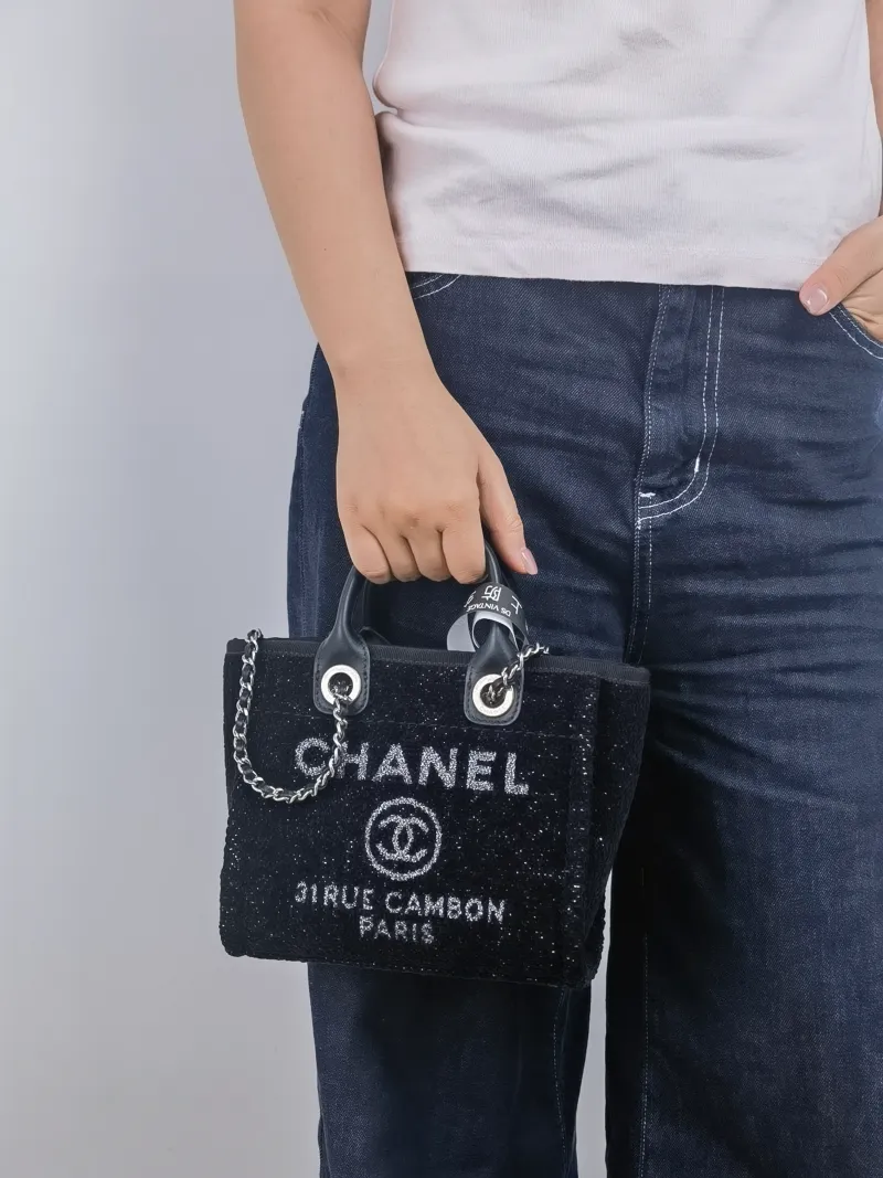 Chanel Shoulder Bag Black Mini 19 × 11 × 16 cm — on-model view 2 of 2