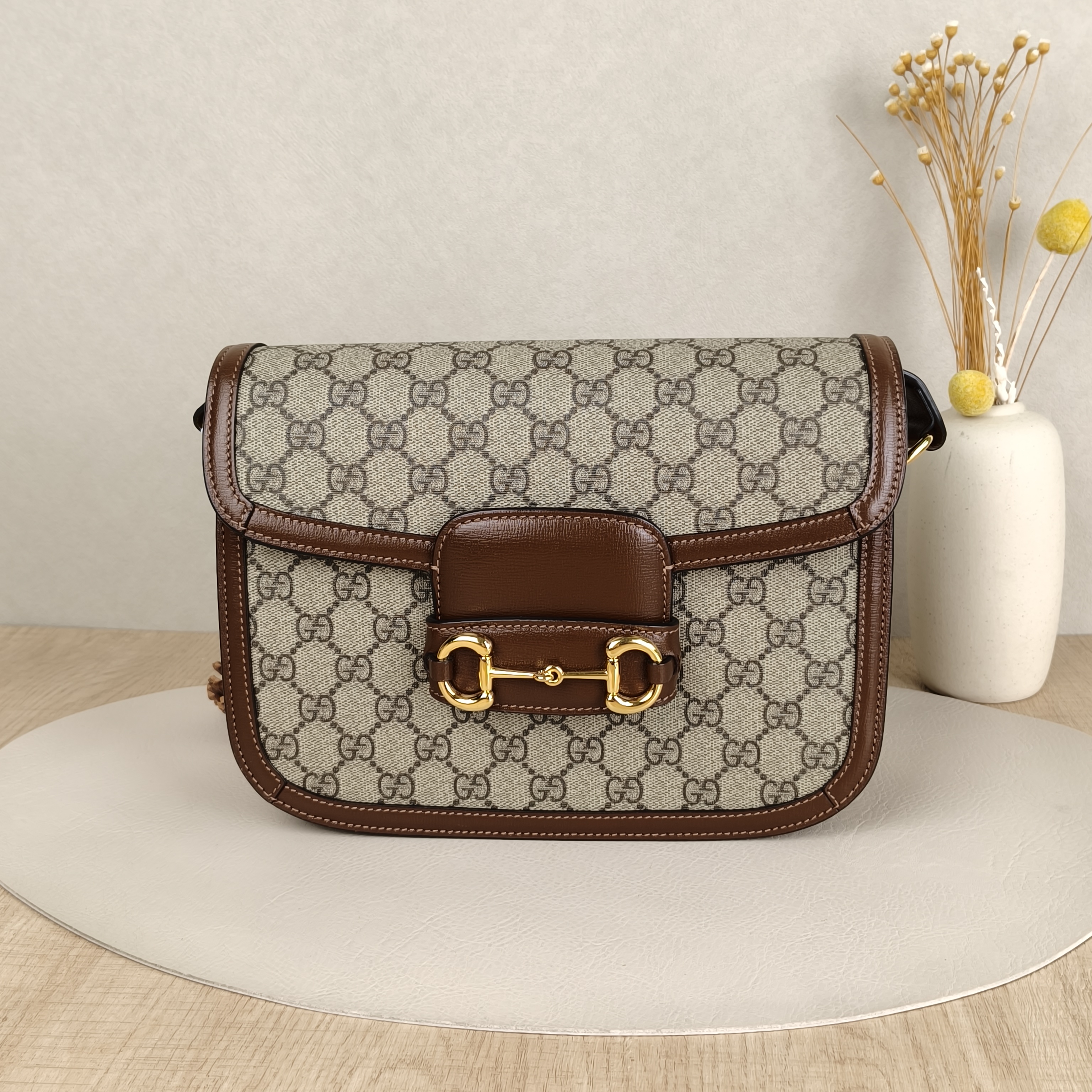GUCCI Shoulder Bag Horsebit 1955 Horsebit Medium Monogram PVC Medium25 × 8 × 18 cm