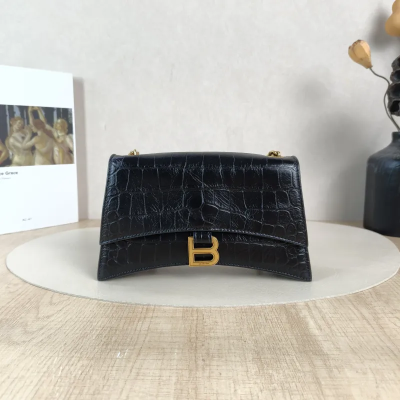 BALENCIAGA Crossbody Bag CRUSH Chain Bag Black Calfskinxs Small22 × 5 × 10 cm