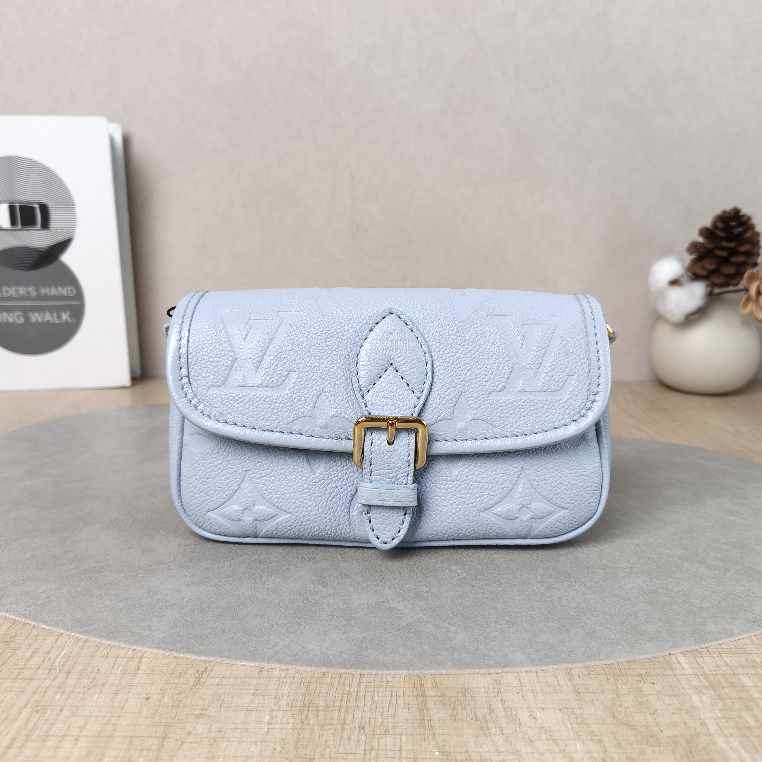 Louis Vuitton Crossbody Bag Diane Baguette Bag Blue Empreinte Embossed Calfskin Monogramnano19 × 6 × 10.5 cm