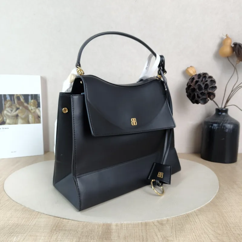 BALENCIAGA Crossbody Bag Top Handle Crossbody Bag Black Calfskin One Size 28 × 12 × 23 cm — cover view 2 of 6