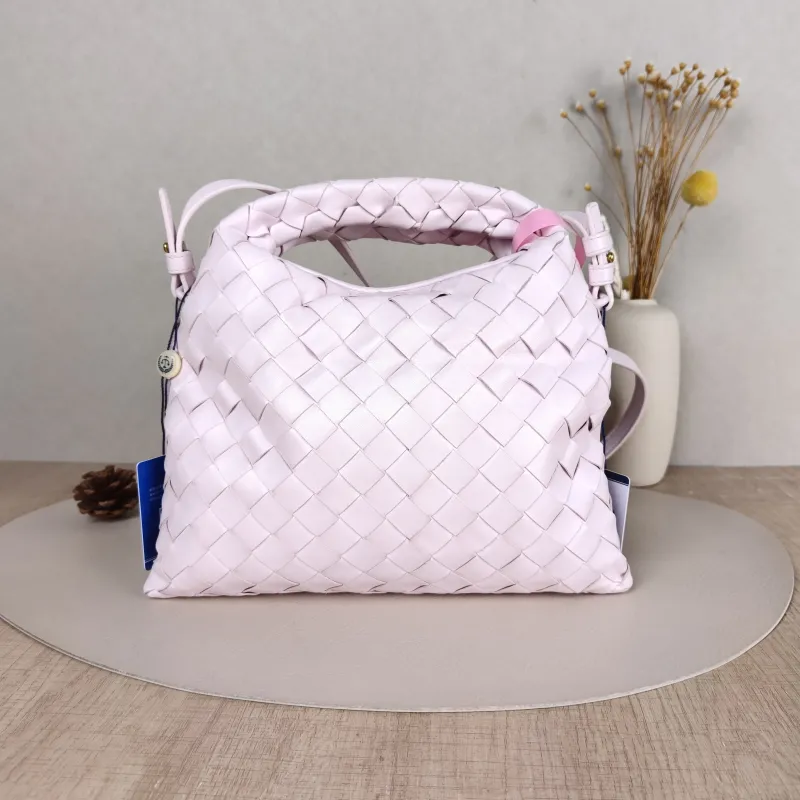 Bottega Veneta Top Handle Bag Hop Woven Top Handle Crossbody Bag Pink Calfskin One Size 24*24 — cover view 5 of 5