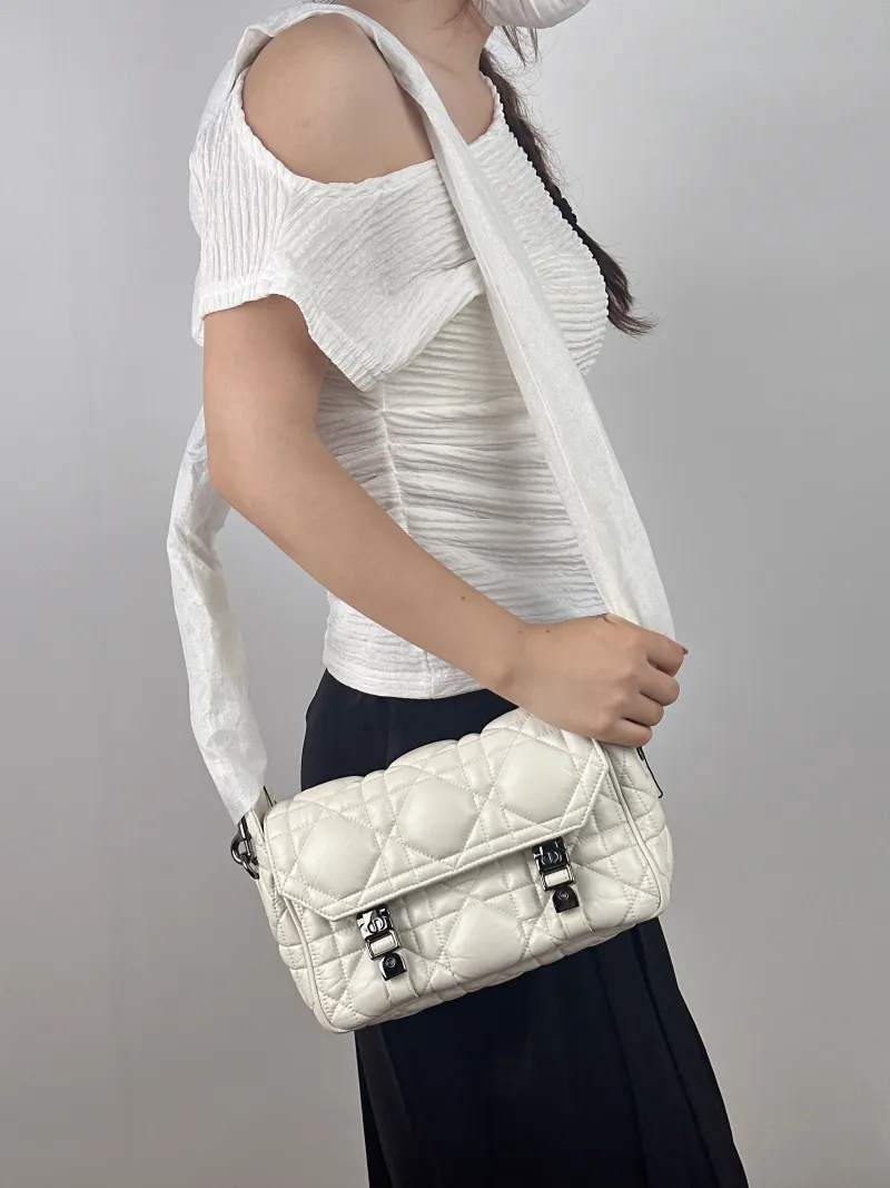 DIOR Crossbody Bag camp Messenger Bag White Calfskin Small 23 × 8 × 15 cm — on-model view 2 of 2