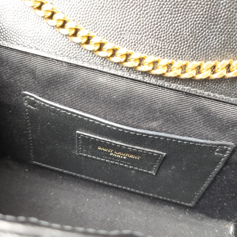 SAINT LAURENT Crossbody Bag ENVELOPE Black Grained Calfskin Small 21 × 6 × 13 cm Conditioned — detail view 9 of 12