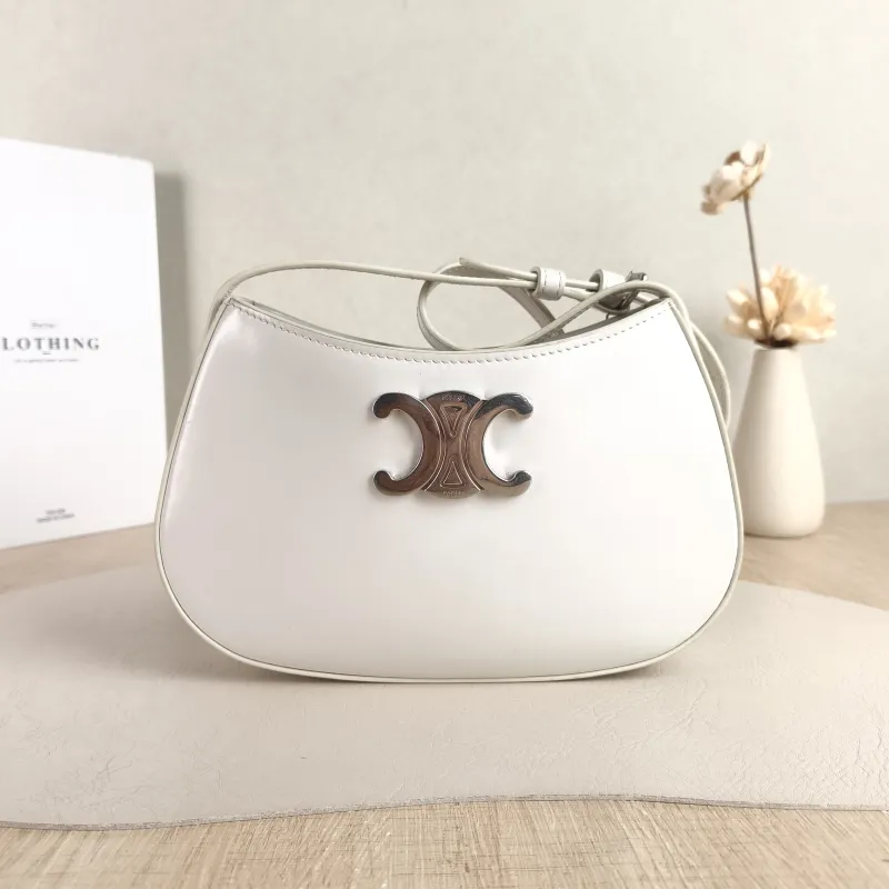 CELINE Shoulder Bag tilly White Calfskin Medium 22 × 4 × 13.5 cm