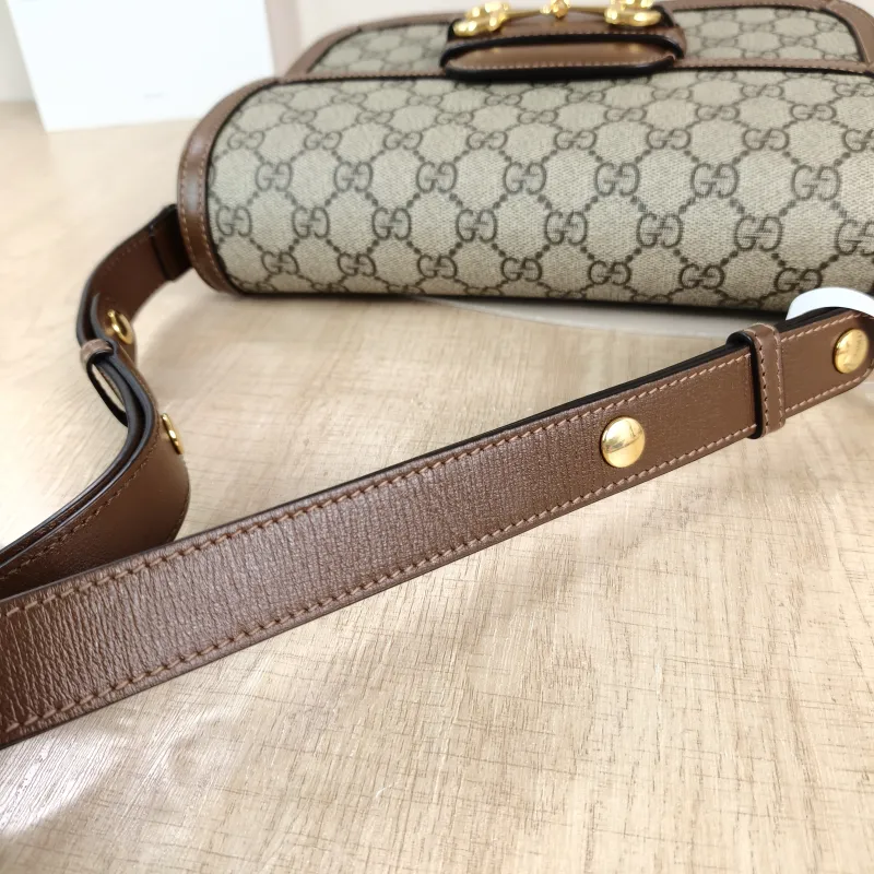 GUCCI Shoulder Bag Horsebit 1955 Horsebit Medium Monogram PVC Medium 25 × 8 × 18 cm — detail view 9 of 11