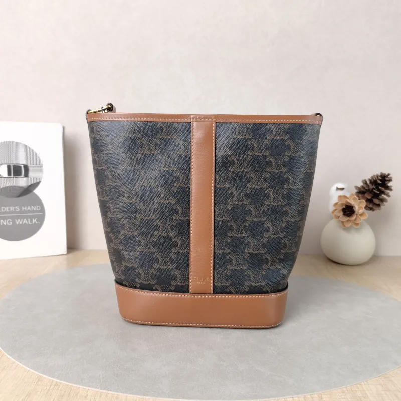 CELINE Crossbody Bag Triomphe Bucket Bag Monogram PVC Small22 × 13 × 26 cm