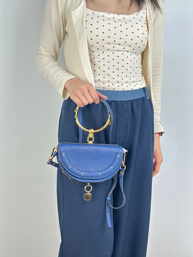 Chloé Crossbody Bagnile Top Handle Crossbody Bag Blue Calfskin One Size19.5 × 6 × 12 cm — on-model view 2 of 3
