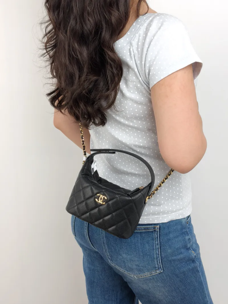 Chanel Crossbody Bag Crossbody Bag Black Calfskin One Size 21.5 × 7.5 × 19 cm — on-model view 2 of 3