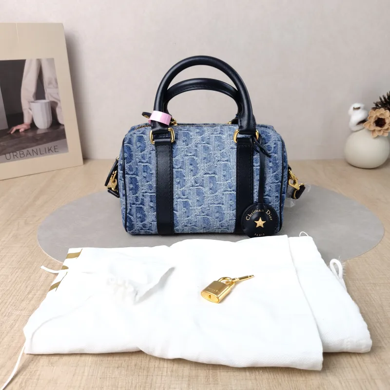 DIOR Crossbody Bag Groove 20 Top Handle Bag Blue Small 20.5 × 12 × 13.5 cm — cover view 6 of 6