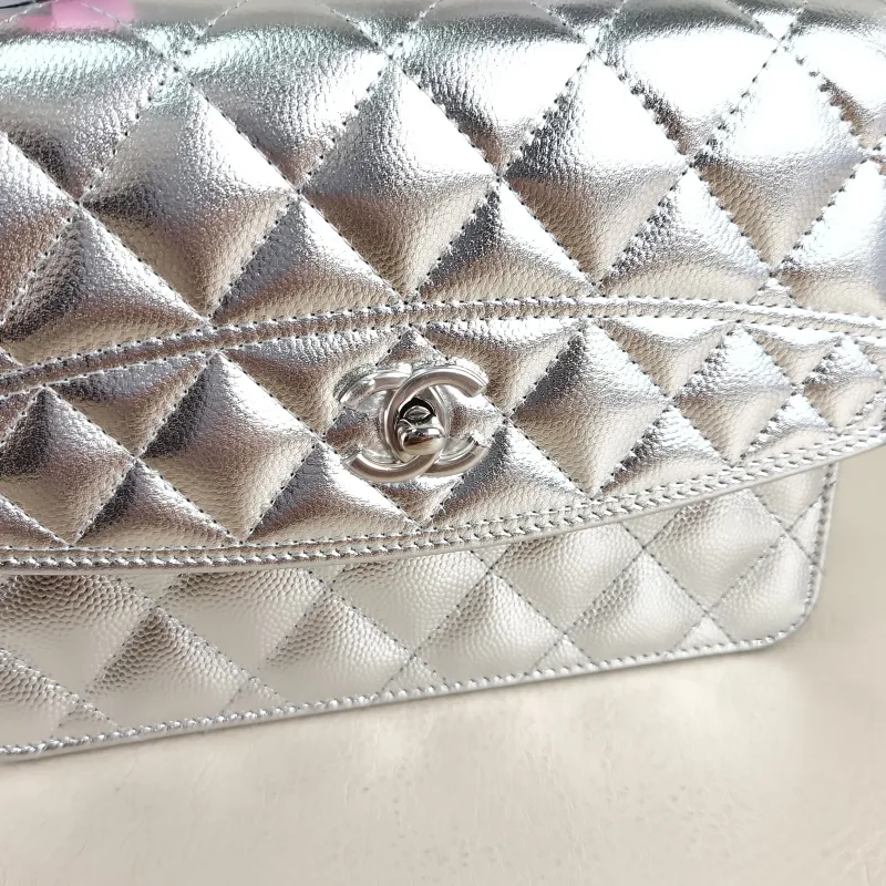 Chanel Backpack Backpack Silver Grained Calfskin One Size 18.2 × 5 × 14 cm — detail view 7 of 12