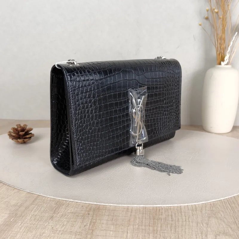 SAINT LAURENT Crossbody Bag KATE Edition Black Calfskin Medium 24 × 5.5 × 14.5 cm — cover view 4 of 5