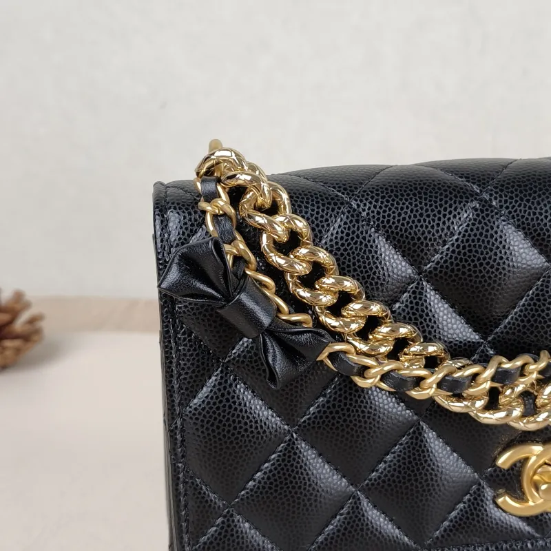 Chanel Crossbody Bag 24s woc Black Grained Calfskin Mini 19.2 × 3.5 × 12.3 cm — detail view 9 of 14