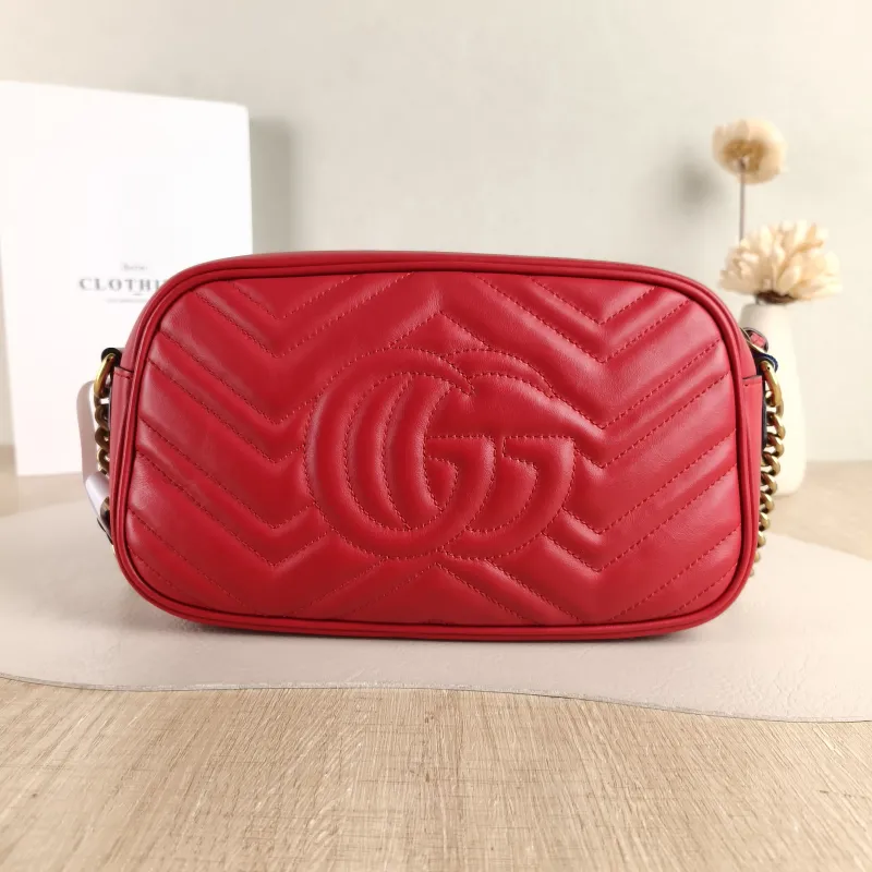 GUCCI Crossbody Bag GG Marmont Marmont Camera Bag Red Calfskin Small 24 × 7 × 13 cm — cover view 5 of 5