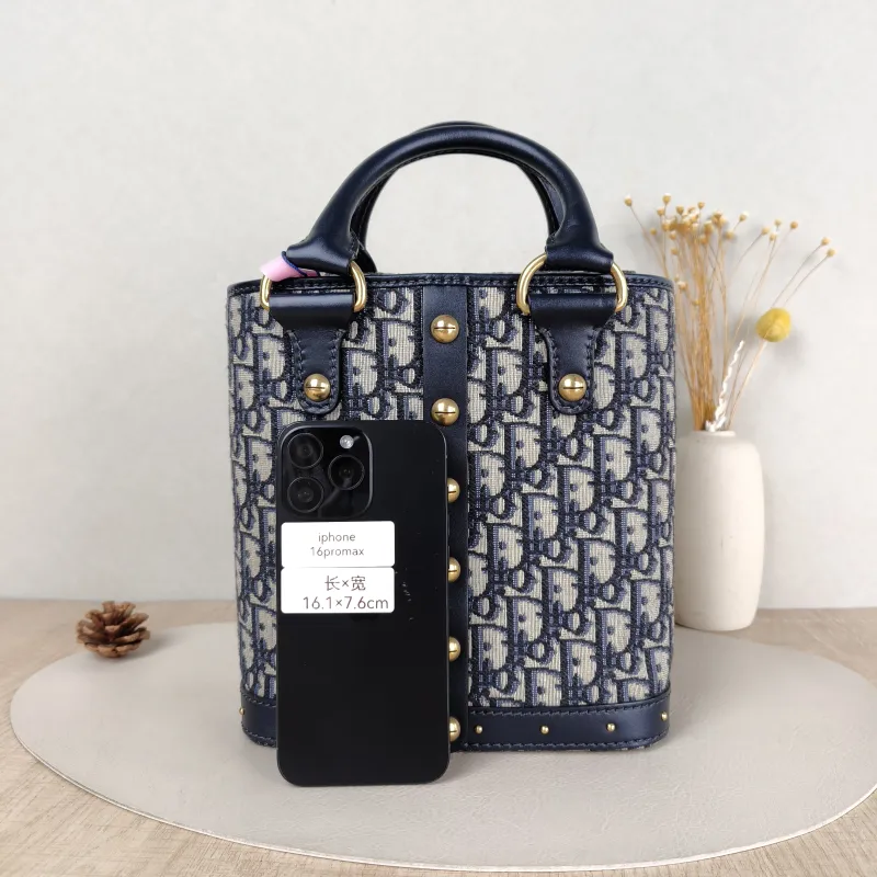 DIOR Shoulder Bag Signature avenue Bucket Blue Canvas One Size 22 × 9 × 22.5 cm — cover view 4 of 5