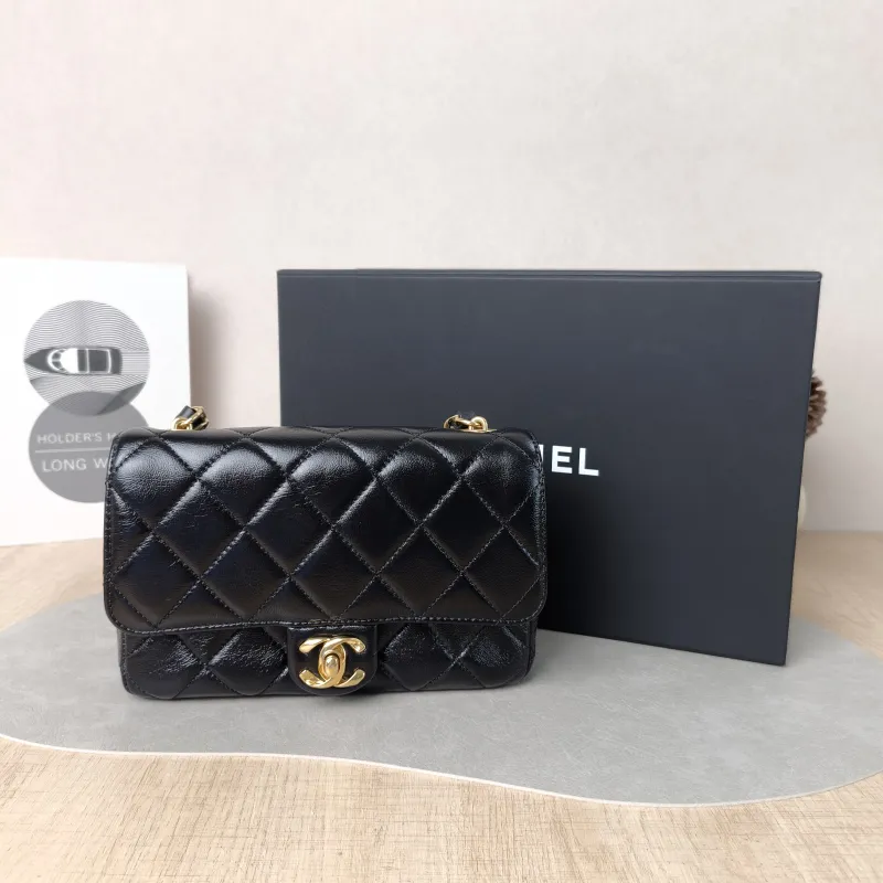 Chanel Shoulder Bag cf mini Black Waxed Leather mini 20 × 5 × 12 cm — cover view 4 of 6