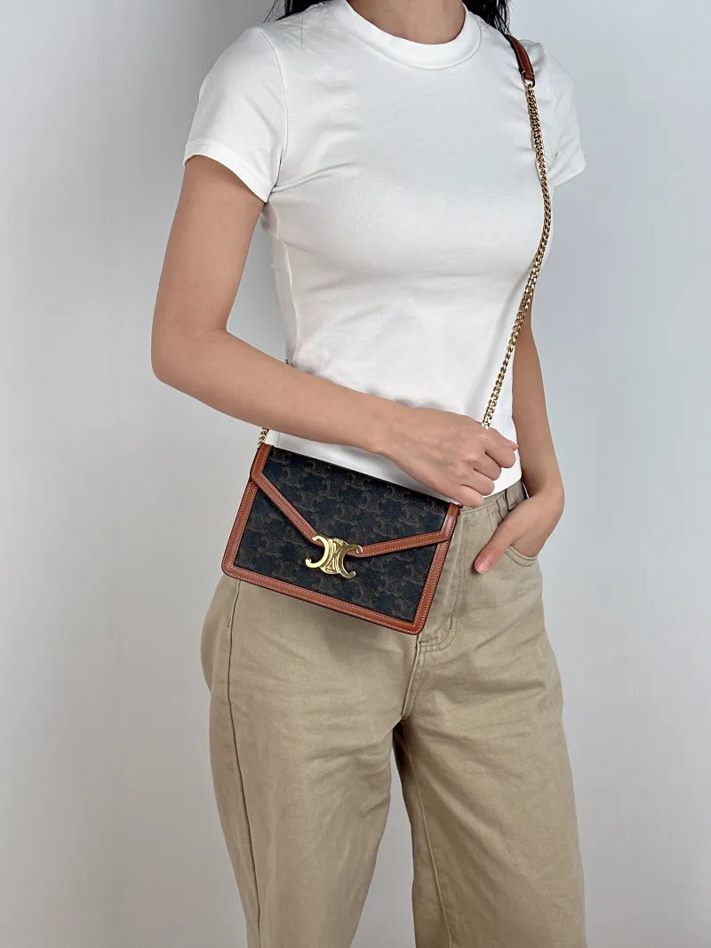 CELINE Crossbody Bag MARGO Wallet Monogram PVC Mini 19.5 × 4.5 × 13 cm — on-model view 2 of 2