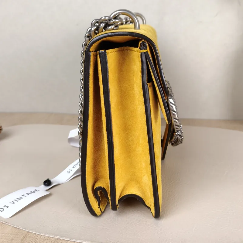 GUCCI Crossbody Bag Dionysus Yellow Suede Medium 28 × 9 × 17 cm — detail view 13 of 13