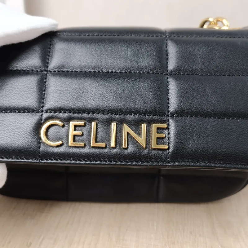 CELINE Shoulder Bag Matelasse Monochrome Shoulder Bag Black Lambskin 24 × 5 × 15 cm — detail view 12 of 12