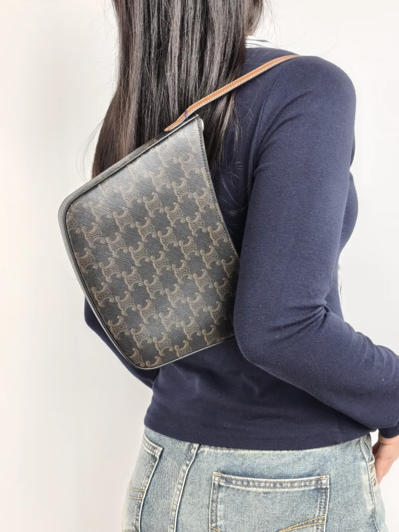 CELINE Shoulder Bag Croque Hobo Monogram PVC Medium 18.5 × 2 × 15.5 cm — on-model view 2 of 2