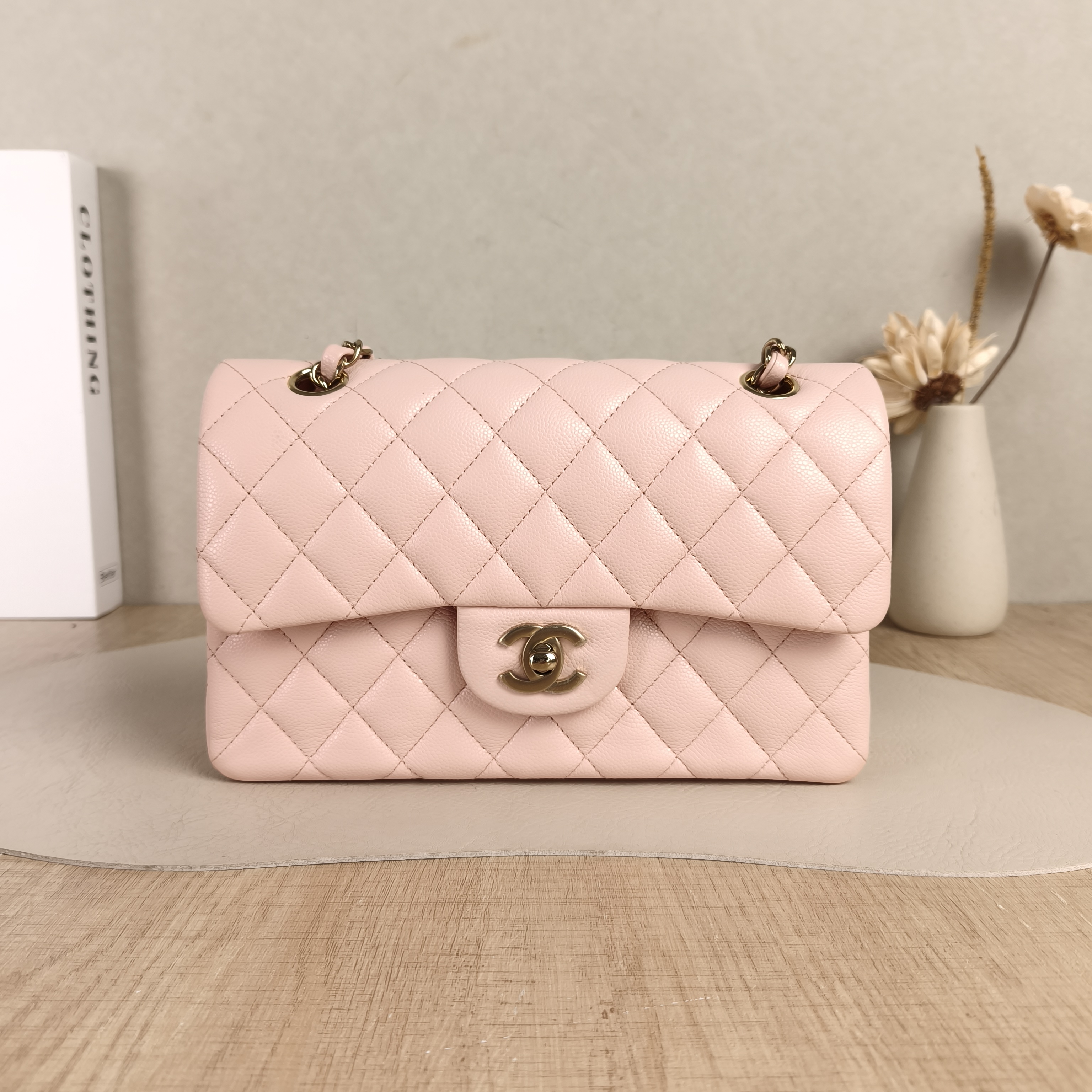 Chanel Crossbody Bag Classic Flap CF Pink Calfskin Small23 × 6 × 14.5 cm