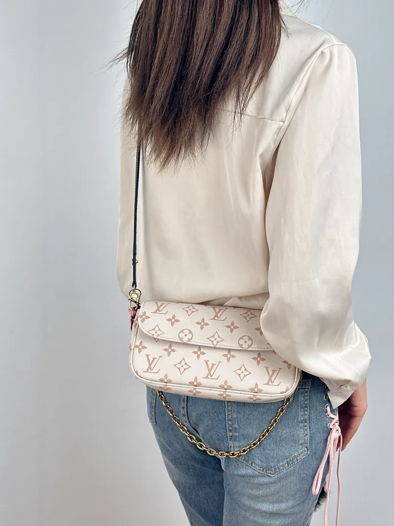 Louis Vuitton Crossbody Bag IVY · Beige PVC Small 23.5 × 4.3 × 12 cm Conditioned — on-model view 1 of 3