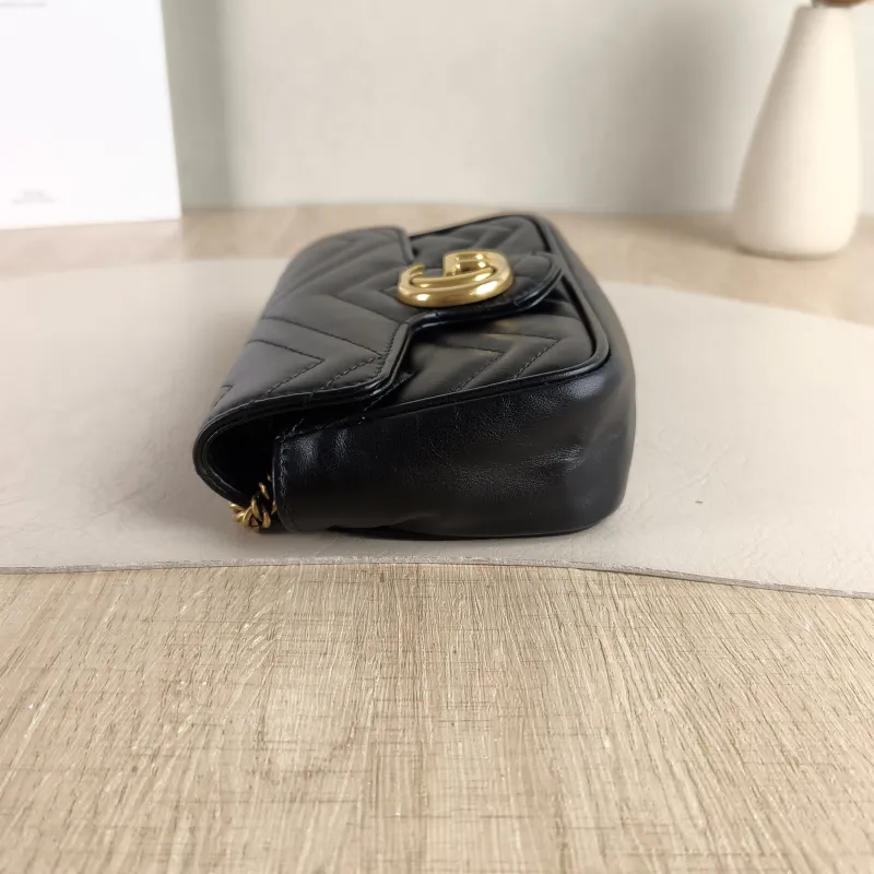 GUCCI Crossbody Bag GG Marmont Mini Marmont Mini Black Calfskin Mini 16.5 × 4.5 × 9.5 cm — detail view 4 of 11