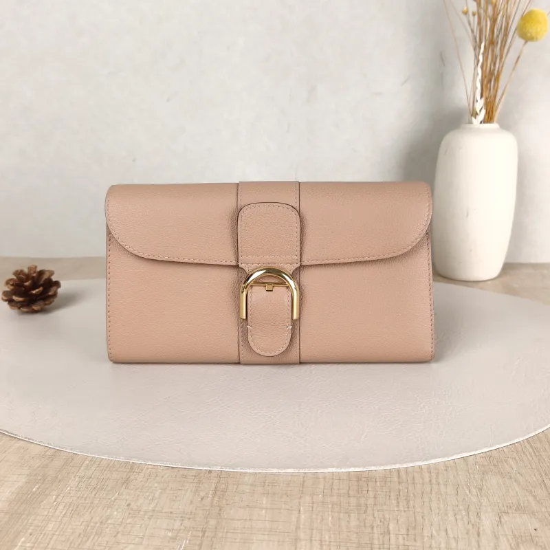DELVAUX Crossbody Bag Brillant Long Wallet Chain woc Brown Calfskin Mini 21 × 3 × 12 cm