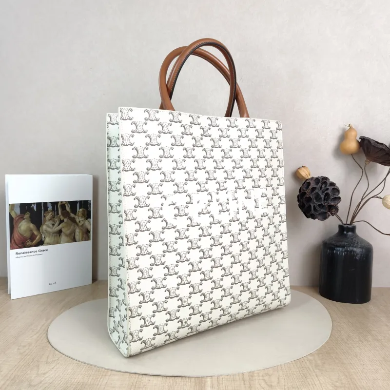 CELINE Crossbody Bag CABAS White Monogram PVC Medium 31.5 × 5 × 35 cm — cover view 4 of 5
