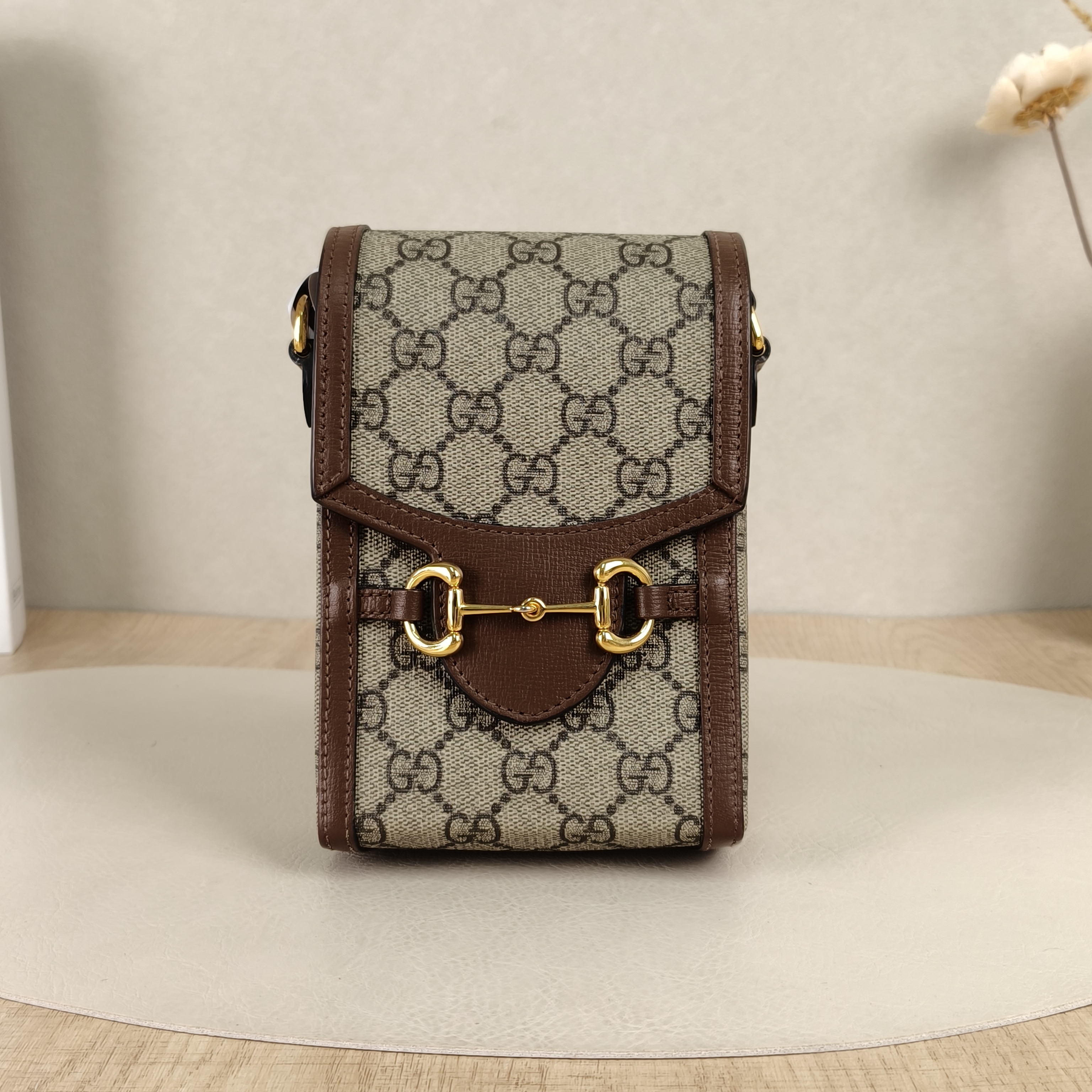 GUCCI Crossbody Bag Horsebit 1955Collection Mini Monogram PV Cmini11.5 × 4 × 17 cm