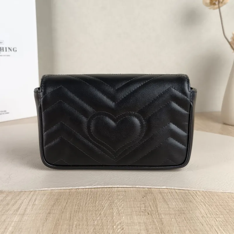 GUCCI Crossbody Bag GG Marmont Mini Marmont Mini Black Calfskin Mini 16.5 × 4.5 × 9.5 cm — cover view 5 of 5