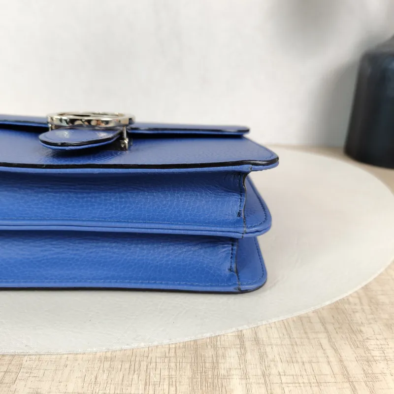 GUCCI Crossbody Bag g Collection Blue Calfskin Small20 × 9 × 16 cm — detail view 11 of 12