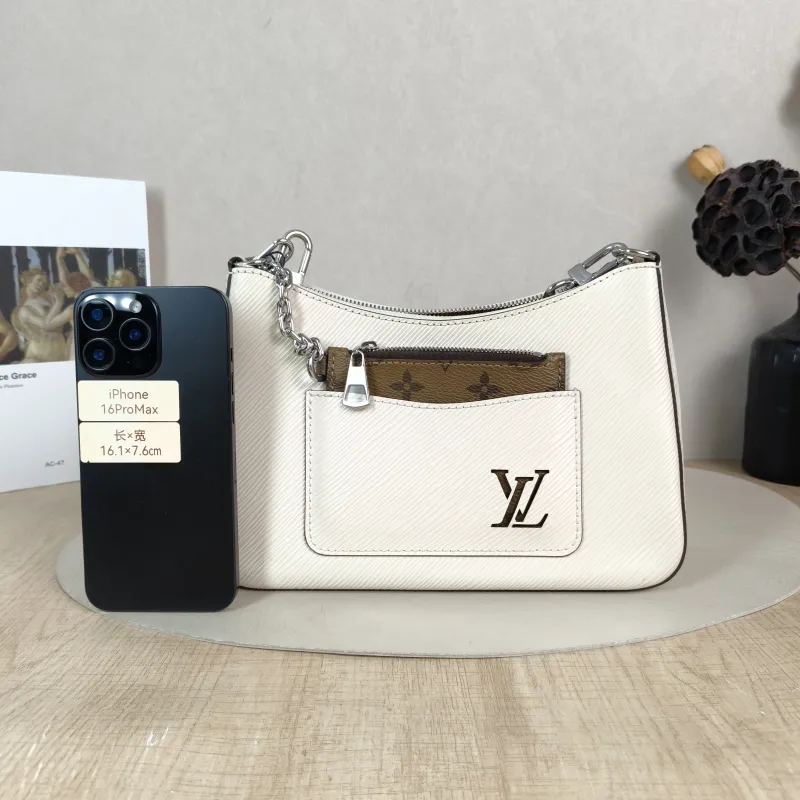 Louis Vuitton Crossbody Bag MARELLE White Epi Embossed Calfskin Small 25 × 8 × 15 cm — cover view 3 of 5