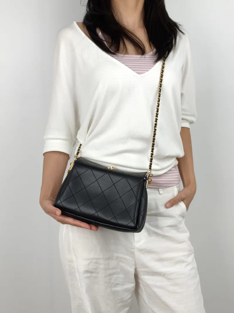 Chanel Crossbody Bag c Logo Black Calfskin One Size 23 × 7.5 × 16 cm — on-model view 2 of 4