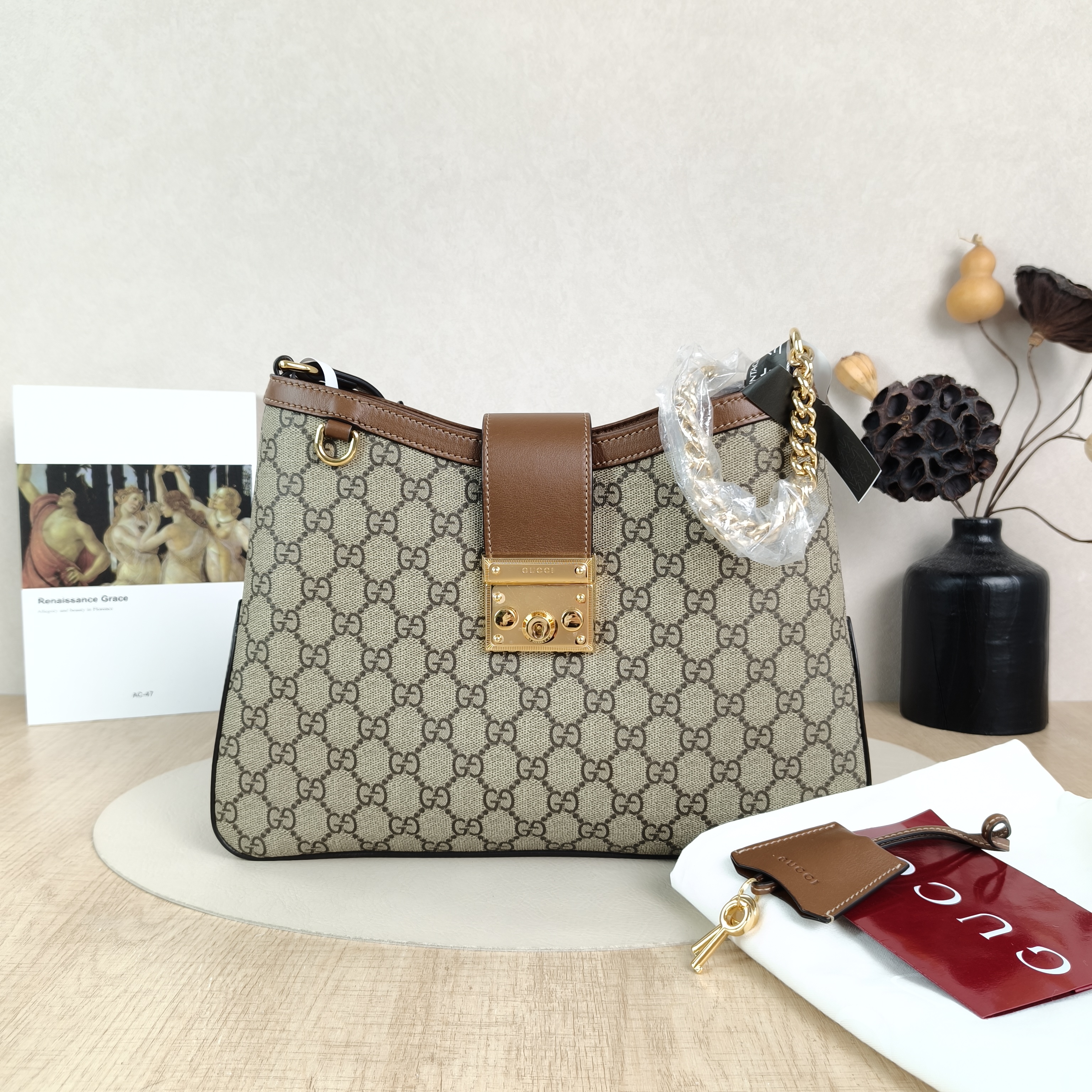 GUCCI Shoulder Bag Padlock GG Shoulder Bag Brown Monogram PVC · Calfskin Medium32.5 × 5.5 × 24 cm — cover view 3 of 6