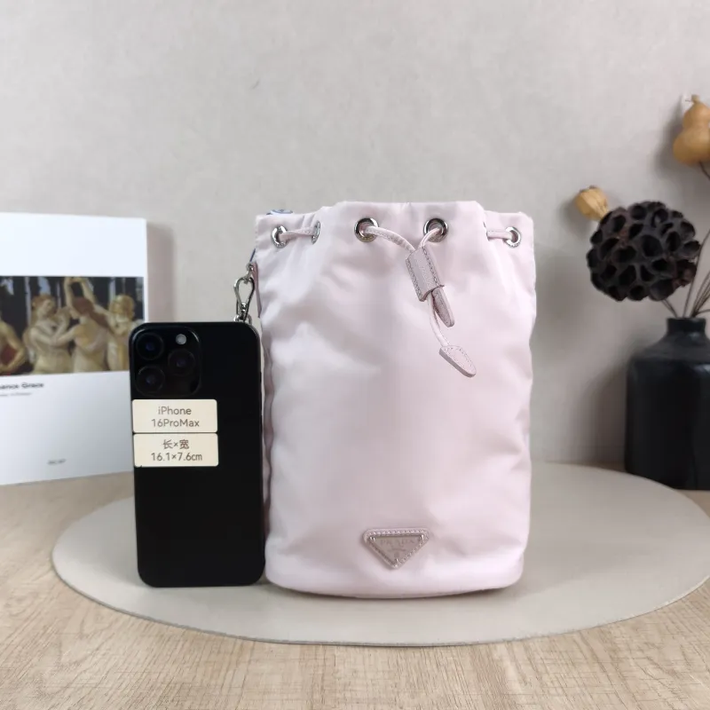 PRADA Shoulder Bag Bucket Bag Pink Nylon One Size 16 × 10 × 22 cm — cover view 2 of 6